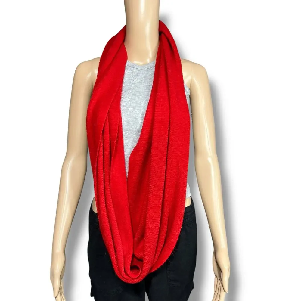 Womens Soft Knit Infinity Scarf Bright Red